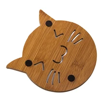 Деревянная подставка под чашку с рисунком из мультфильма полый термостойкий подстаканник для кофейного Чая Держатель для миски(Кот