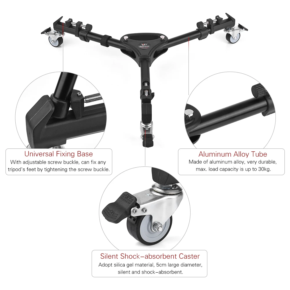 Weifeng wt-700 Pro 3 колеса шкива штатив Долли Универсальный Камера штатив Долли МНЛЗ База подставка для Weifeng 717/718 штатив