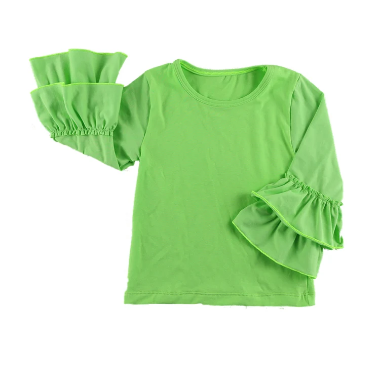 Новые модные футболки для девочек Детская футболка для девочек детские футболки с оборками для девочек Одежда для детей топ с длинными рукавами - Цвет: Lime