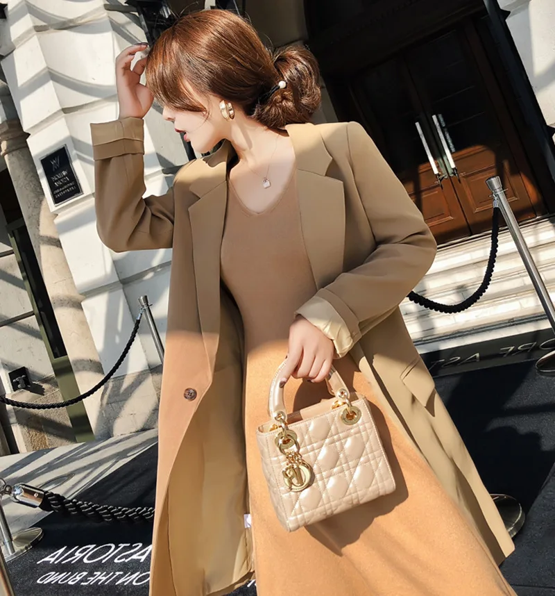 2019 Spring Celebrity Temperament Commuter Ol Suit Jacket + Mid-length Knitted Skirt Two-piece Set Women Jackets and Coats Suit