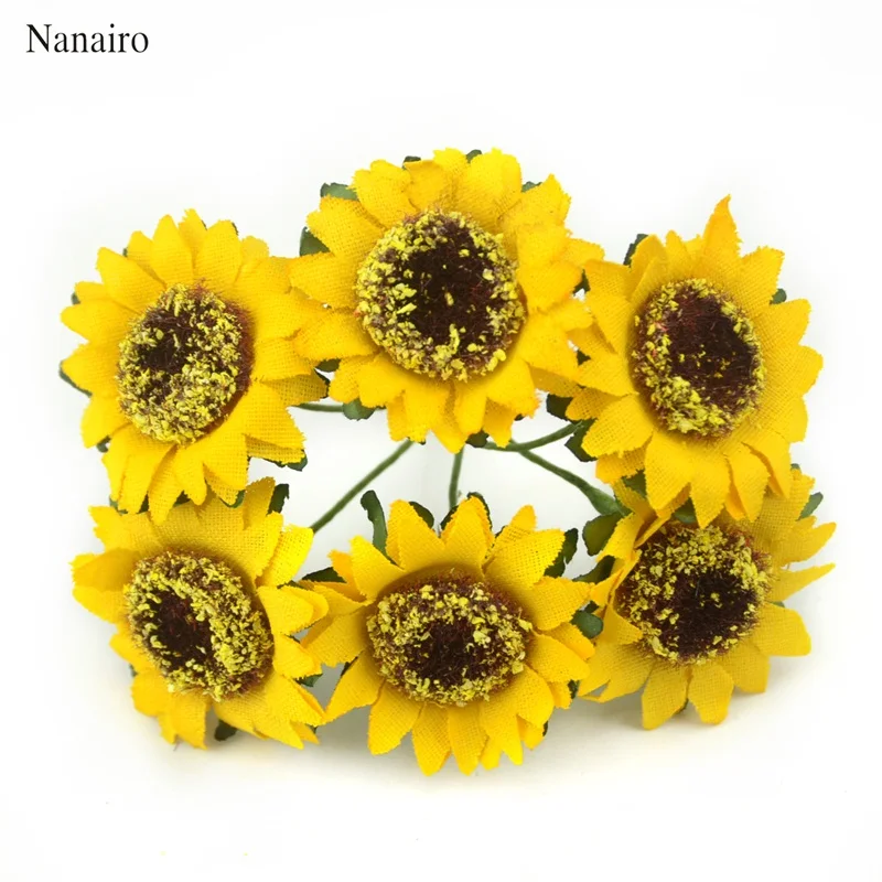6pcs/lot 4cm Head Artificial Mini Silk Sunflower Artificial Flowers Bouquet For Garden Wedding Car Home Decoration Scrapbooking 6pcs/lot 4cm Head Artificial Mini Silk Sunflower Artificial Flowers Bouquet For Garden Wedding Car Home Decoration Scrapbooking