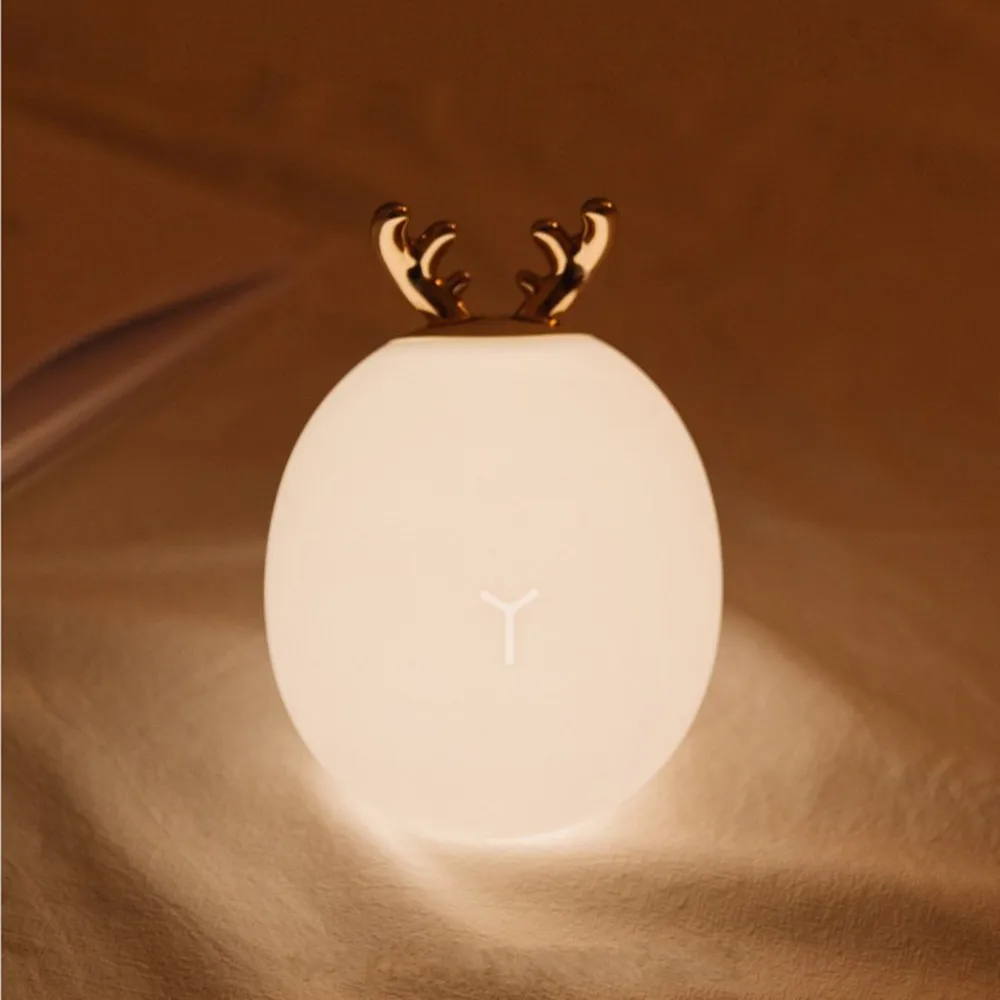 SuperNight Cartoon Rabbit Deer LED Ambient Night Light Cute Silicone Animal Chargeable Touch Sensor Kids Baby Bedside Table Lamp (10)