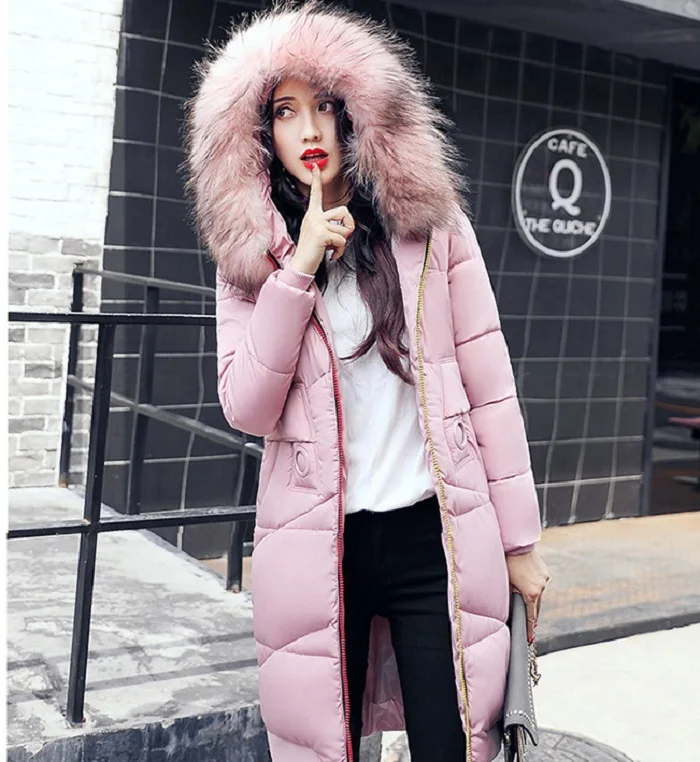 2017 New winter coat women long jacket Collar Hooded Woman Parka Womens cotton padded Coats Thick Jacket+10 (2)