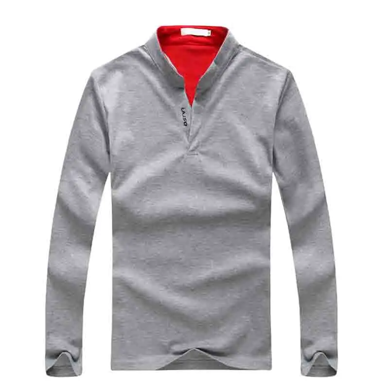 

NEW 2019 Fashion spring autumn stand collar long sleeve Casual Slim Fit breathable V-neck tees top camisetas hombre
