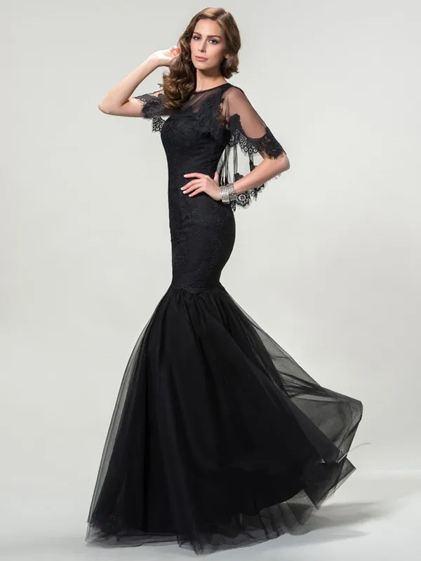 plus size black mermaid prom dresses