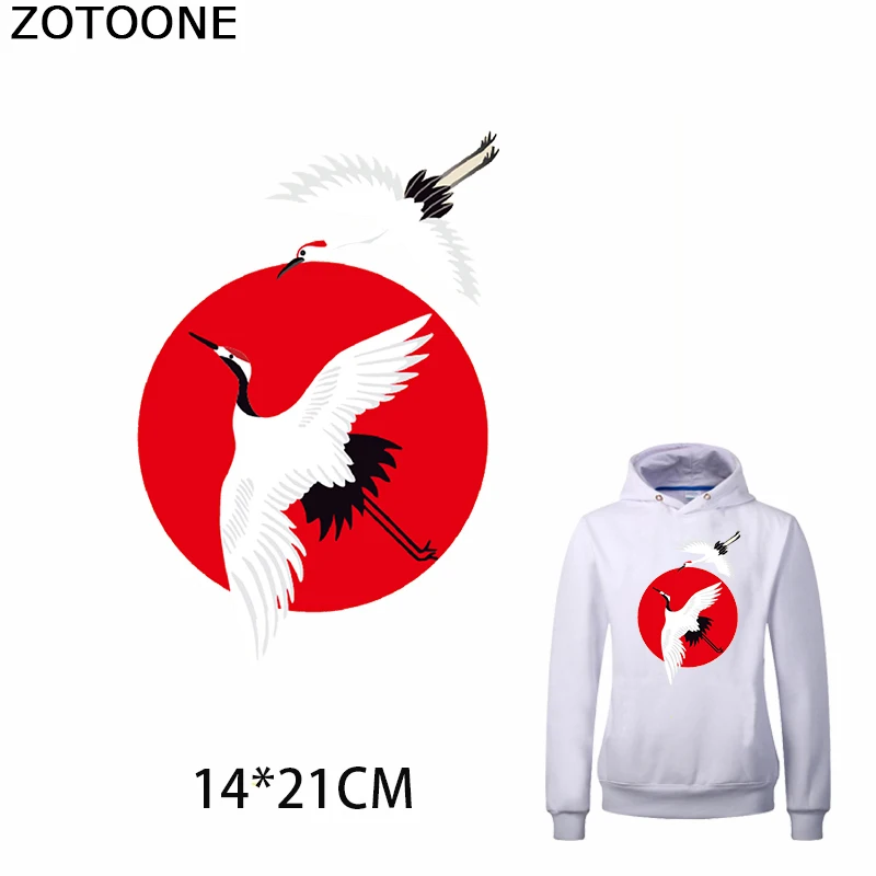 

ZOTOONE Personality Crane Iron on Transfers Patches Appliques China Style Stickers for Clothes Washable Applications on Clothing