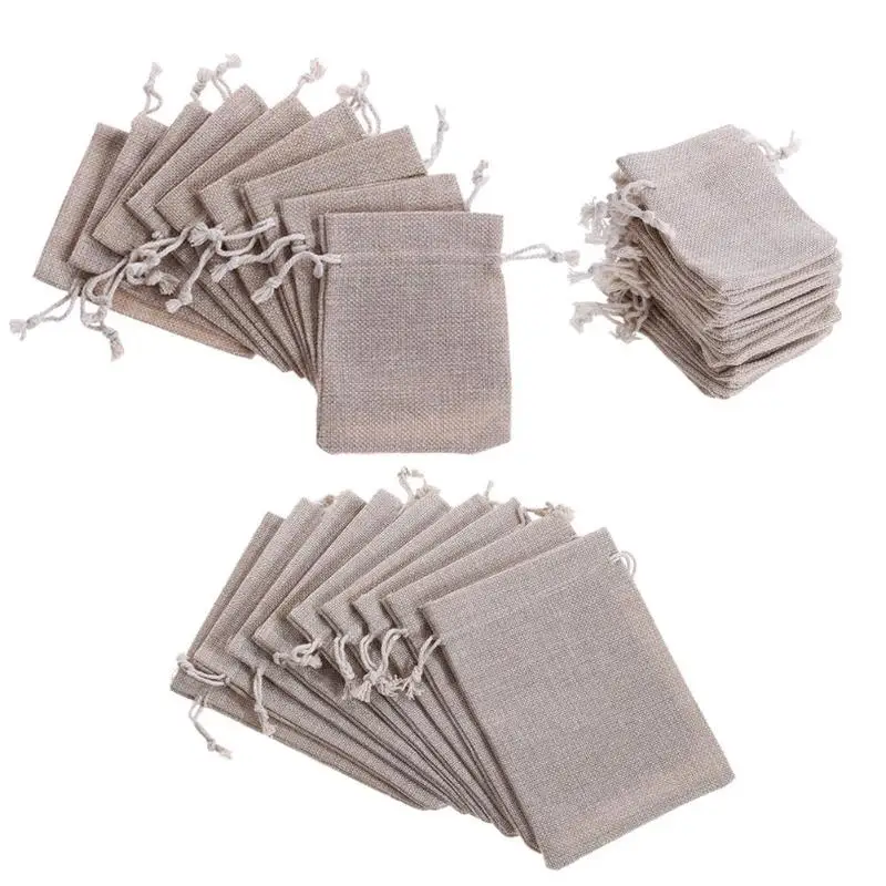 

20pcs/Set Drawstring Linen Jute Hessian Jewelry Display Gift Bags