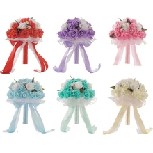 9 цветов букет горячая Распродажа искусственные пенные цветы Пена розы для женщин свадебные Композиции Свадебные букеты