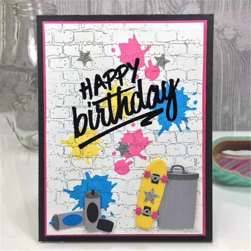 

YaMinSanNiO Graffiti Paint Bucket Dies Metal Cutting Dies New Craft Frame Dies for 2019 for Card Making Scrapbooking Album Paper