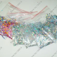 6 цветов(= 60 грамм) голографический и неоновый устойчив к растворителям блестящий набор смешанной формы для нанесения лака для ногтей, блестки для ногтей