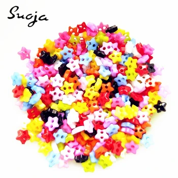 

suoja 100/500pcs/lot Mixed 6mm Mini Tiny Buttons Plastic Star Shape Sewing Doll Clothes 2 Holes Button Embellishments Scrapbook