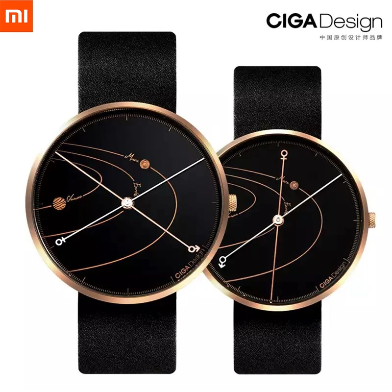 D012 Series Xiaomi CIGA Design Lover's Star Wristwatch Watch Fashion Simple Retro Leisure Leather Couple Quartz Clock Love Watch
