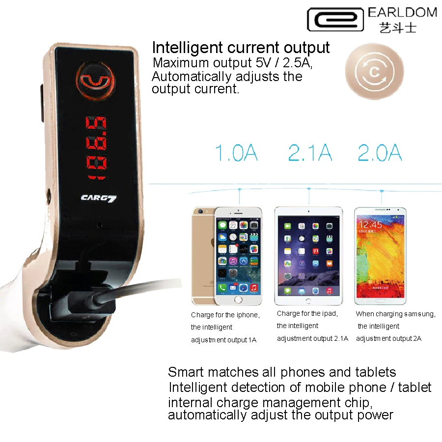 Sumpk 5v2. 1a usb شاحن سيارة سيارة بلوتوث mp3 ولاعة السجائر محول لفون ل سامسونج unviersal المحمولة