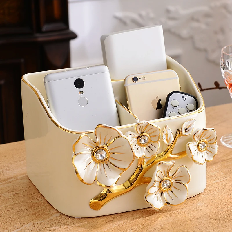 US $286.00 remote control receiver box European living room multifunction coffee table home key sundries storage box ceramic
