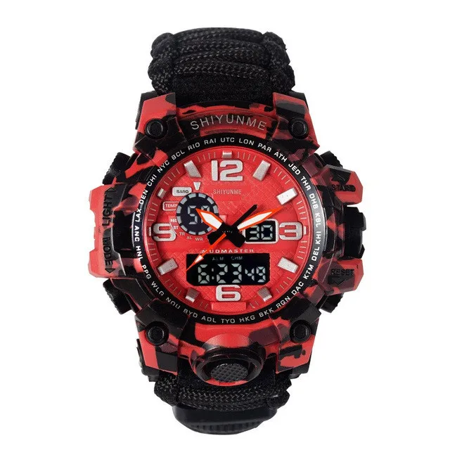Black Paracord Watch Открытый Паракорд выживания часы водонепроницаемый аварийного шестерни Паракорд Браслет часы нож компас свисток термометр первой помощи - Цвет: Black Paracord Watch