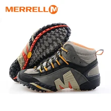 Merrell Мужская Профессиональная Уличная обувь из натуральной кожи серого цвета для пеших прогулок, устойчивые теплые горные кроссовки с V подошвой 39-45