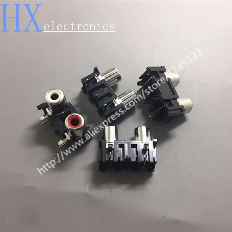 

Free shipping 10PCS RCA jack AV Cinch audio 2 hole socket AV2-5 red and two seat