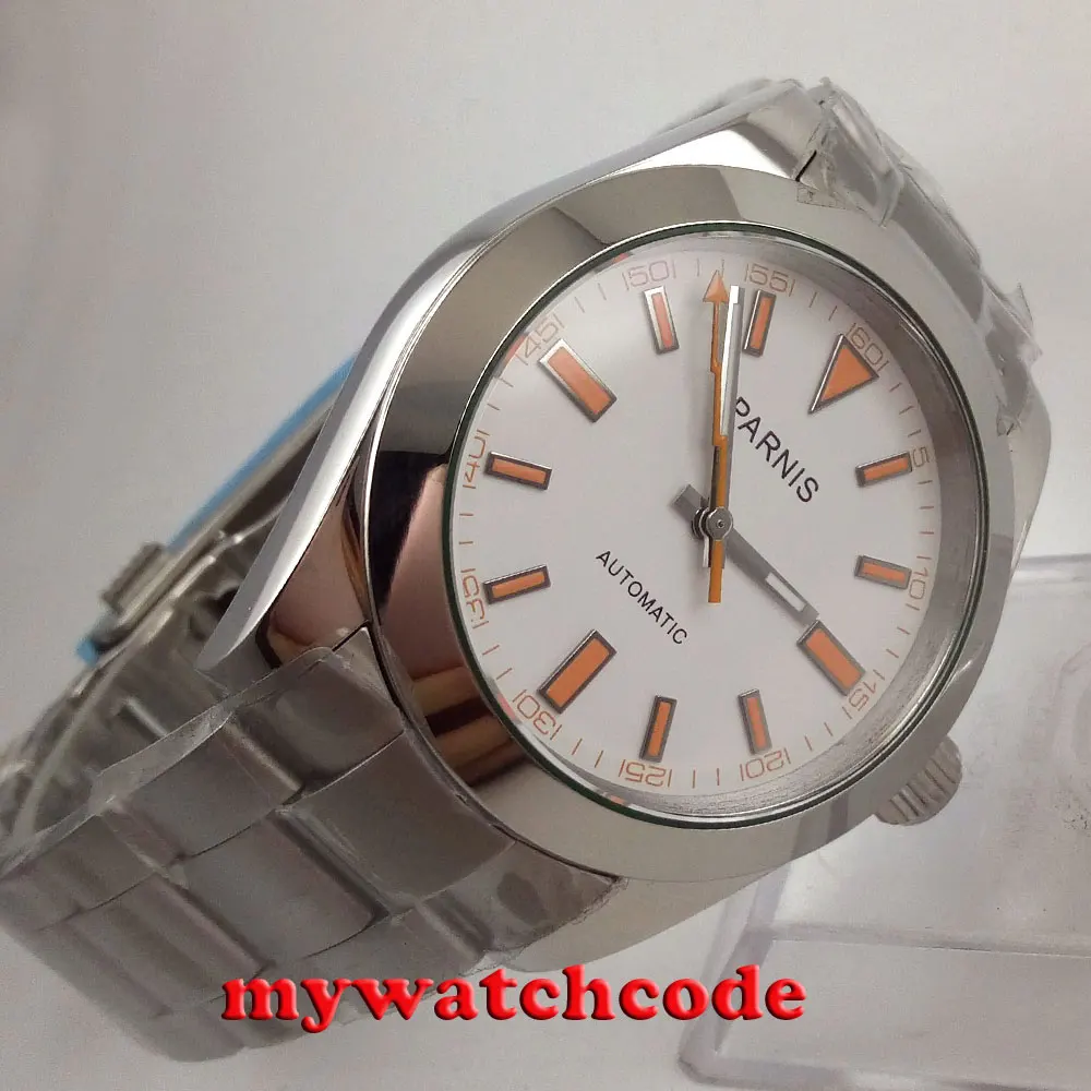 40mm parnis white dial sapphire glass automatic miyota movement mens watch P201 40mm parnis white dial sapphire glass automatic miyota movement mens watch P201