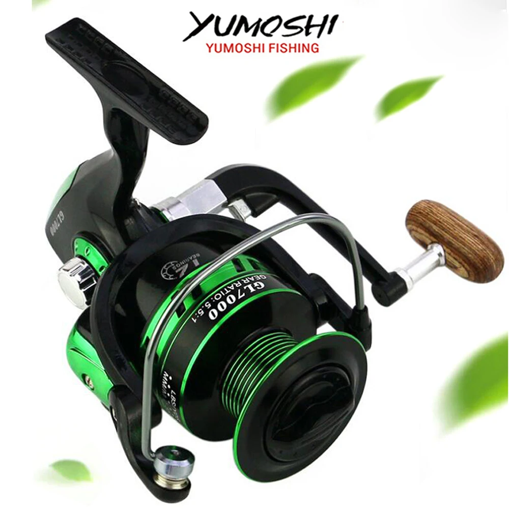 

Folding Spinning Fishing Reels 12BB 5.5:1 Full Metal Spool with Exchangeable Handle