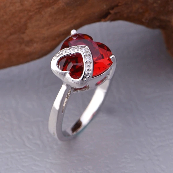 Женское Винтажное кольцо с аметистом и красным сердцем|rings for women|ring forring style |