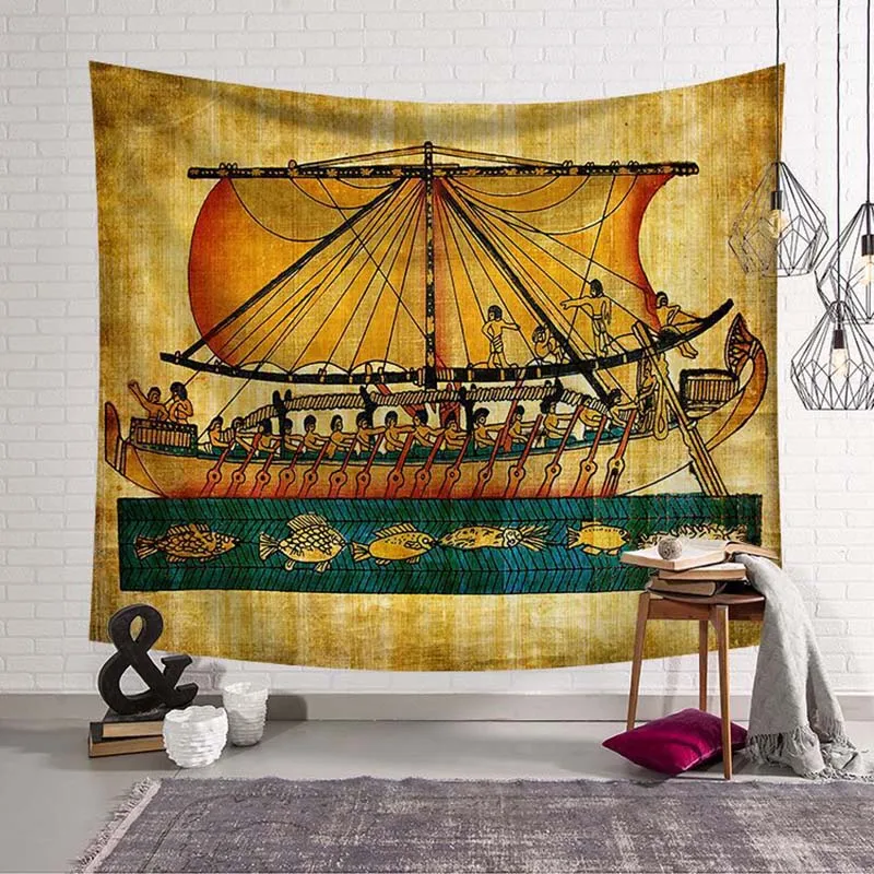 

Sailboat Wall Hanging Tapestry Egyptian Painting Tapestries Wall Fabric Large Beach Towel Mat