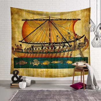 

Sailboat Wall Hanging Tapestry Egyptian Painting Tapestries Wall Fabric Large Beach Towel Mat
