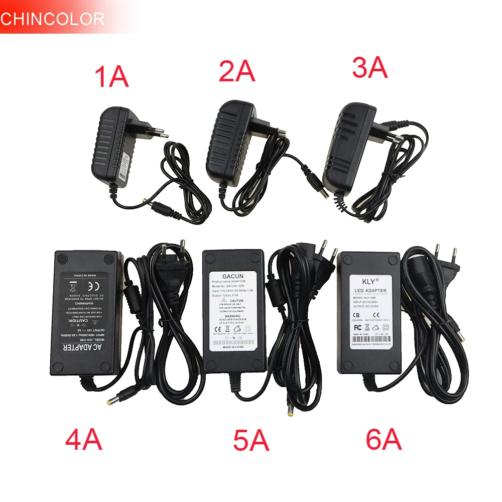 CHINCOLOR DC 12V 1A 2A 3A 4A 5A 6A LED light power adapter LED Power