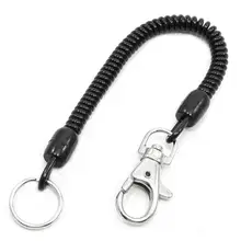 Newest Black Spring Cord Rope Swivel Lobster Clasp Keyring Chain Strap