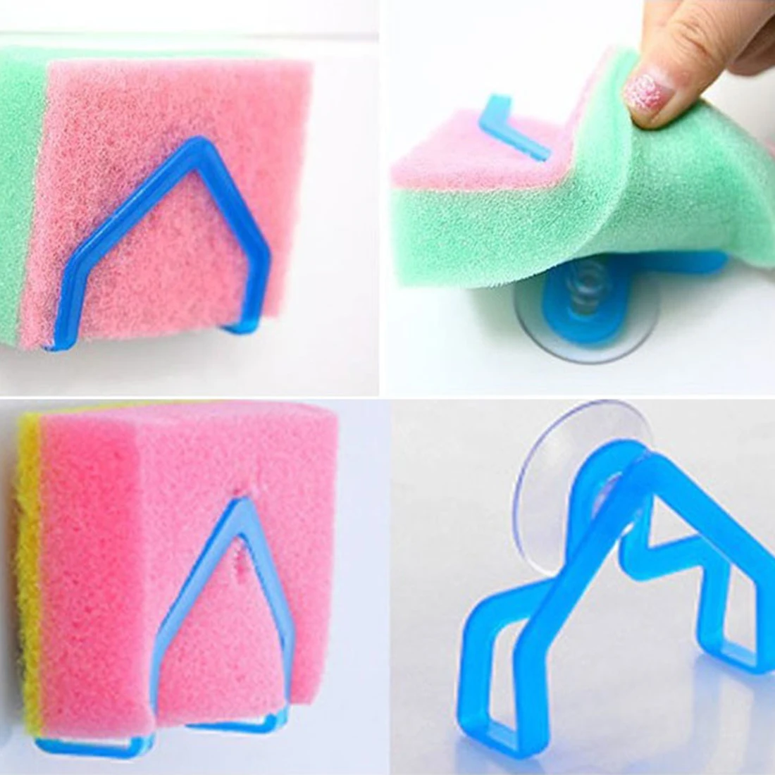 

5pcs/Lot Plastic Sponge Holder Non-Folding Convenient Kitchen Sponge Holder Suction Cup Sink Tub Dish Cloth Rack