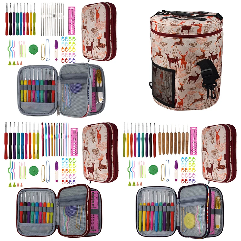 

Sika Deer Looen Crochet Hooks Set With Empty Yarn Storage Bag Sewing Tools Knitting Needles DIY Needle Arts Craft With Case