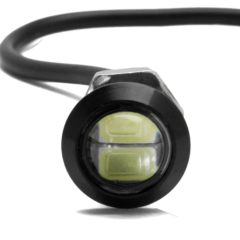 SNCN 10 шт. светодиодный дневные ходовые огни "Орлиный глаз" DIY DRL 12 В 24 в 18 мм 23 мм ультратонкий автомобильный светильник Предупреждение льный светильник - Цвет: 18mm Black Shell