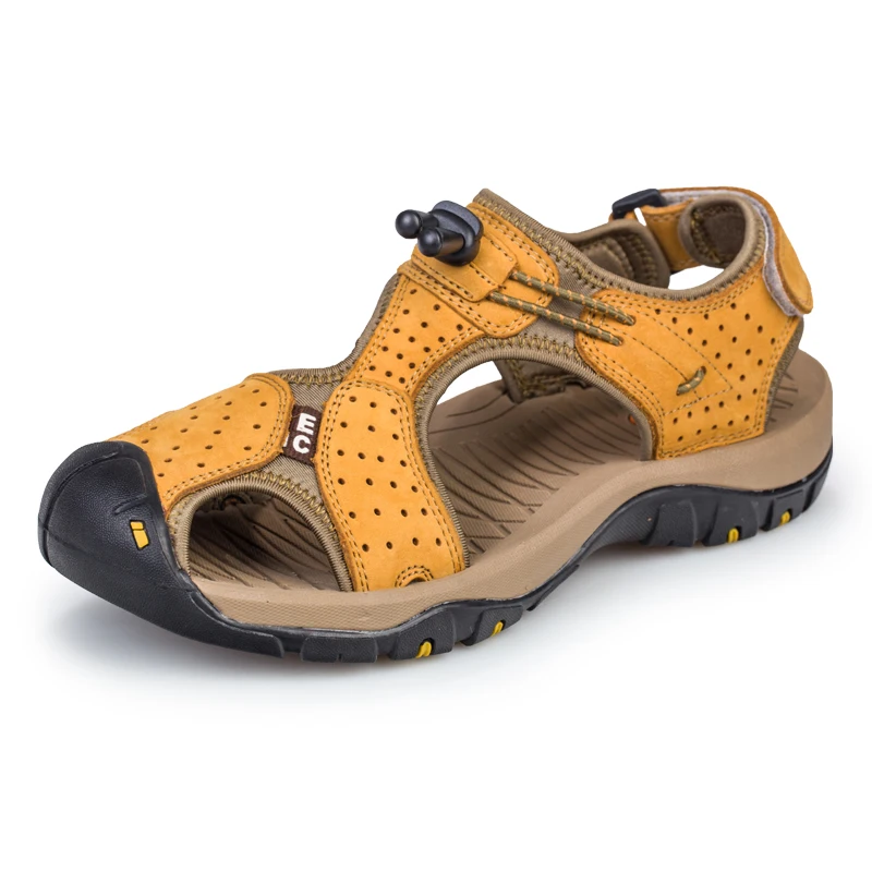 Summer Popular Comfortable Toe Cap Cover Men's Sandals Breathable Thick Genuine Cow Leather 