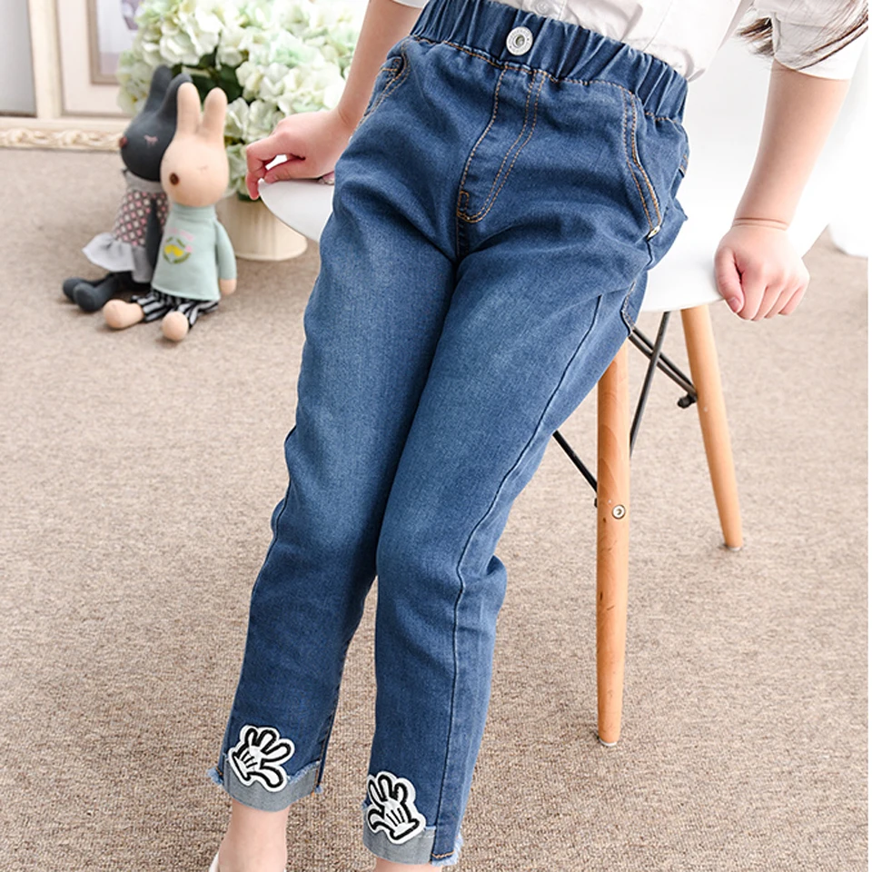 Джинсы Для женщин-Обувь для девочек Дети синий для маленьких девочек джинсовые штаны детей Джинсы для женщин брюк для Обувь для девочек От 2