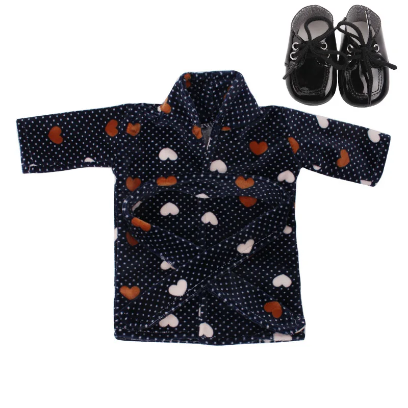 18 inch Girls doll clothes Fashion suit pajamas set with shoes American born dress Baby toys fit 43 cm baby dolls c642