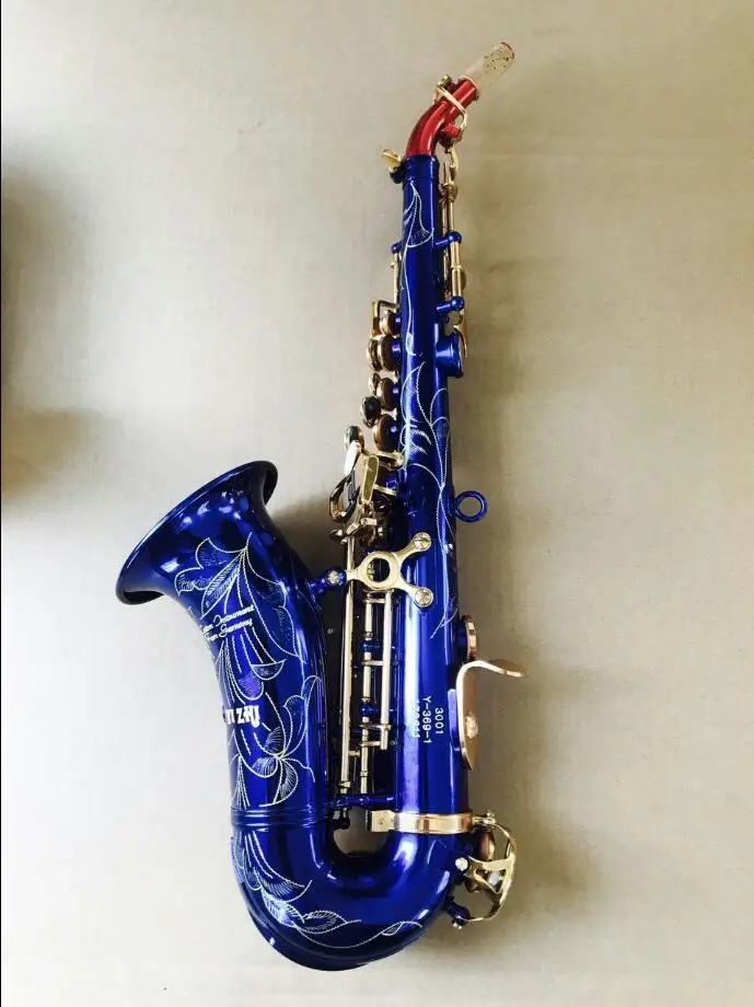

Customize Blue Excellent Bb key Curved soprano Saxophone Small Curved Soprano Sax