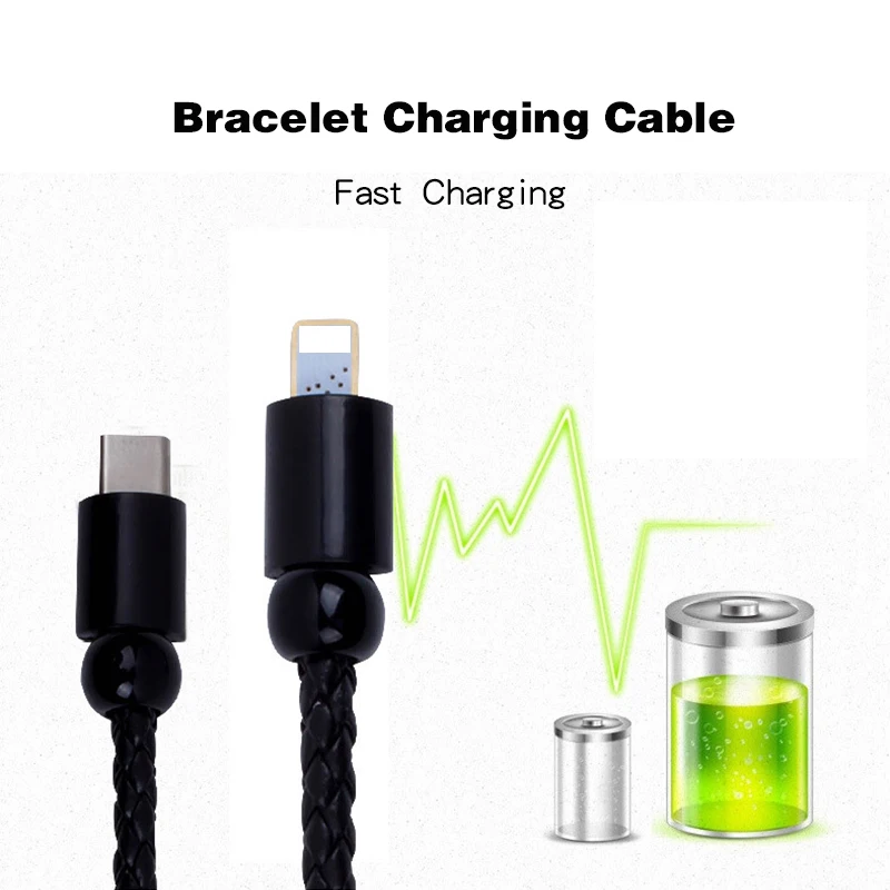 Открытый портативный мини кожаный Micro USB браслет зарядное устройство данных