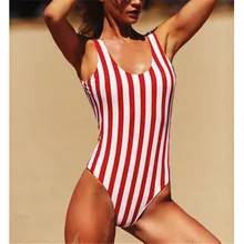 2018 New Women’s Swimming Suit One Piece Ladies Red/Black/Blue Stripe Swimwear Hot Sale Swimsuit Monokini Push Up Bikini Bathing