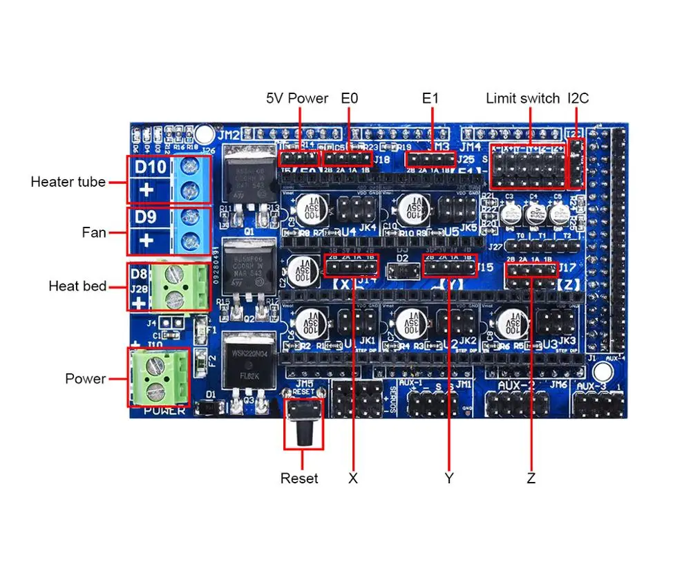 Ramps 1,6 3d контроллер принтера материнская плата Ramps 1,5 Ramps 1,4 RepRap+ Mega 2560 R3+ 12864 ЖК-дисплей+ TMC2130/DRV8825