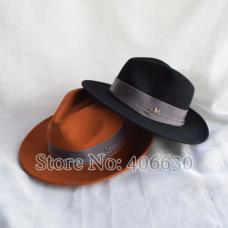 LongBaiLi широкополый черный шерстяной фетровая шляпа Федора женские солнцезащитные очки SWDW022