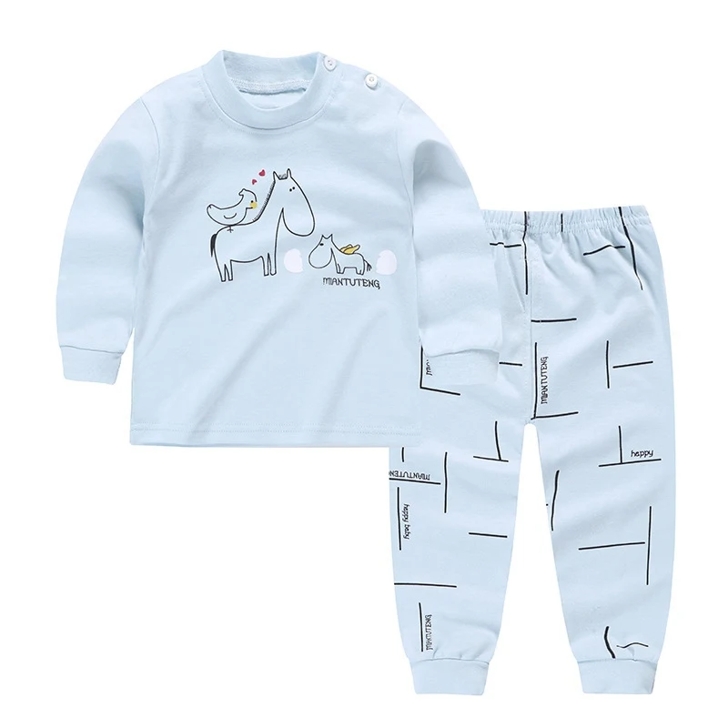 Kids Boys Girls Pajama Sets Cartoon Print Long Sleeve O-Neck Cute T-Shirt Tops with Pants Toddler Baby Autumn Sleeping Clothes - Цвет: Style 3