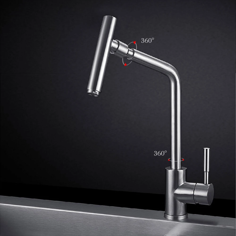 Kitchen Faucet 304 Stainless Steel Pot With Tap 360 Degree Rotating Spout Deck Mounted Vegetable Washing