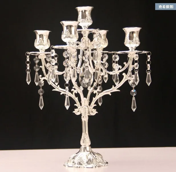 2016 New year Romantic Crystal Candle Holder Crystal Silver Candlesticks stand for Wedding birthday party decorations