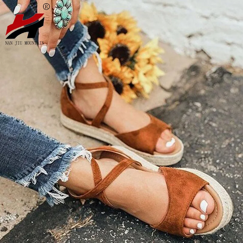 

NAN JIU MOUNTAIN Summer Thick-Soled Platform Shoes Women's Sandals Casual Open-Toe Back Zipper 4 Colors Plus Size 34-43