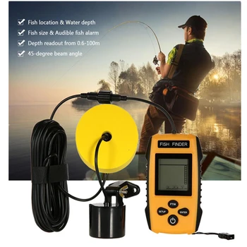 Hot Alarm 100M Portable Sonar LCD Fish Detector Fishing Finders Tools Lure Echo Sounder Transducer Sensor For Fishing Outdoor english russian menu wireless sonar portable fish finder sensor echo sounder detector alarm river lake sea bed live 131ft 40m