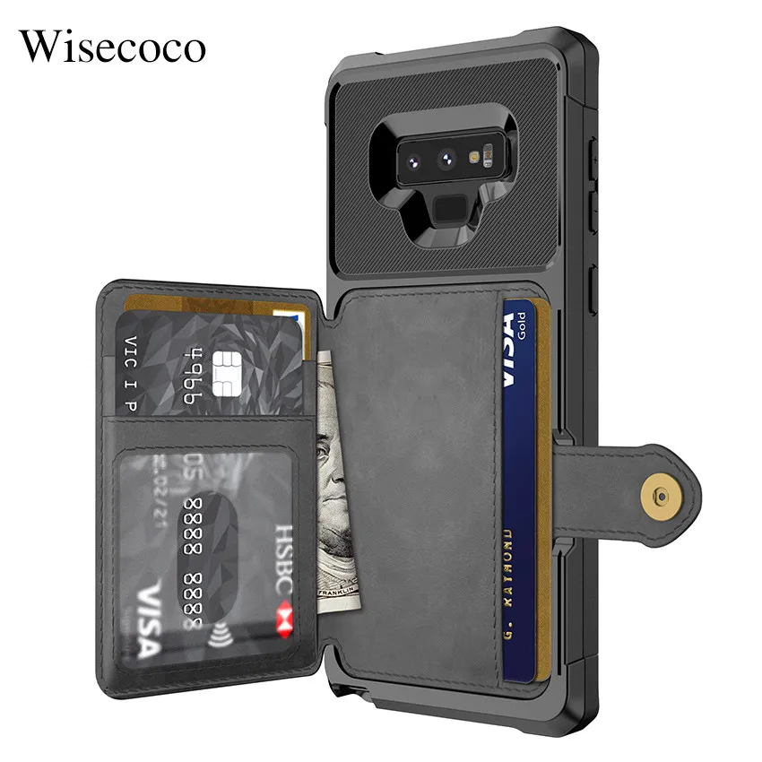 

Luxury Magnetic Snap Wallet Case for Samsung Galaxy Note 9 S9 s10 Plus s10e Card Stand Hybrid Silicone Bumper Leather Back Cover