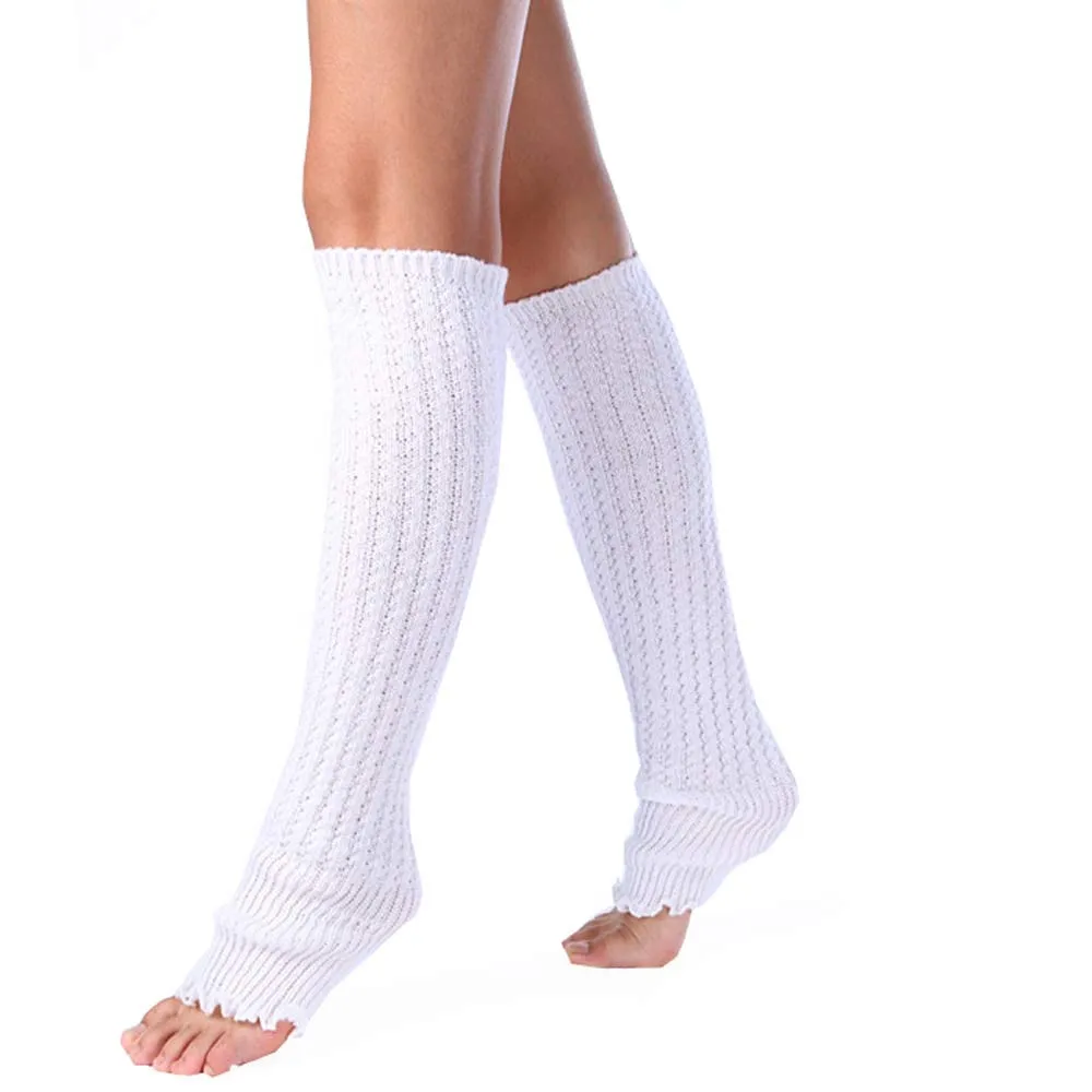 Long Winter Warm Leg Warmers Socks Soft Solid Wool Knitted Socks Women ...