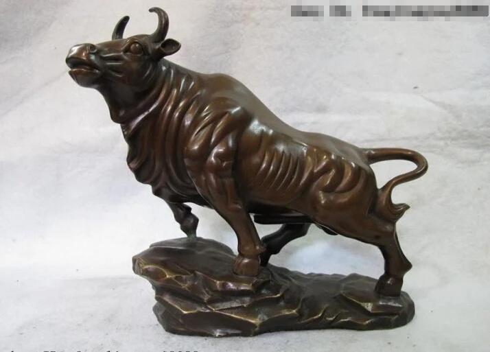 

Collectible bronze lion statue S0587 Chinese Art statuary Bronze Copper Feng Shui Money corrida wealth OX Bull Statue B0403