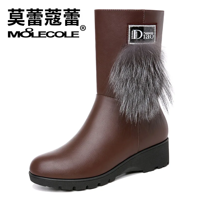 

Moolecole 2018 New Women Boots waterproof Snow Boots Women Platform Mid-Calf Boots Winter shoes Women with Thick Fur Botas Mujer