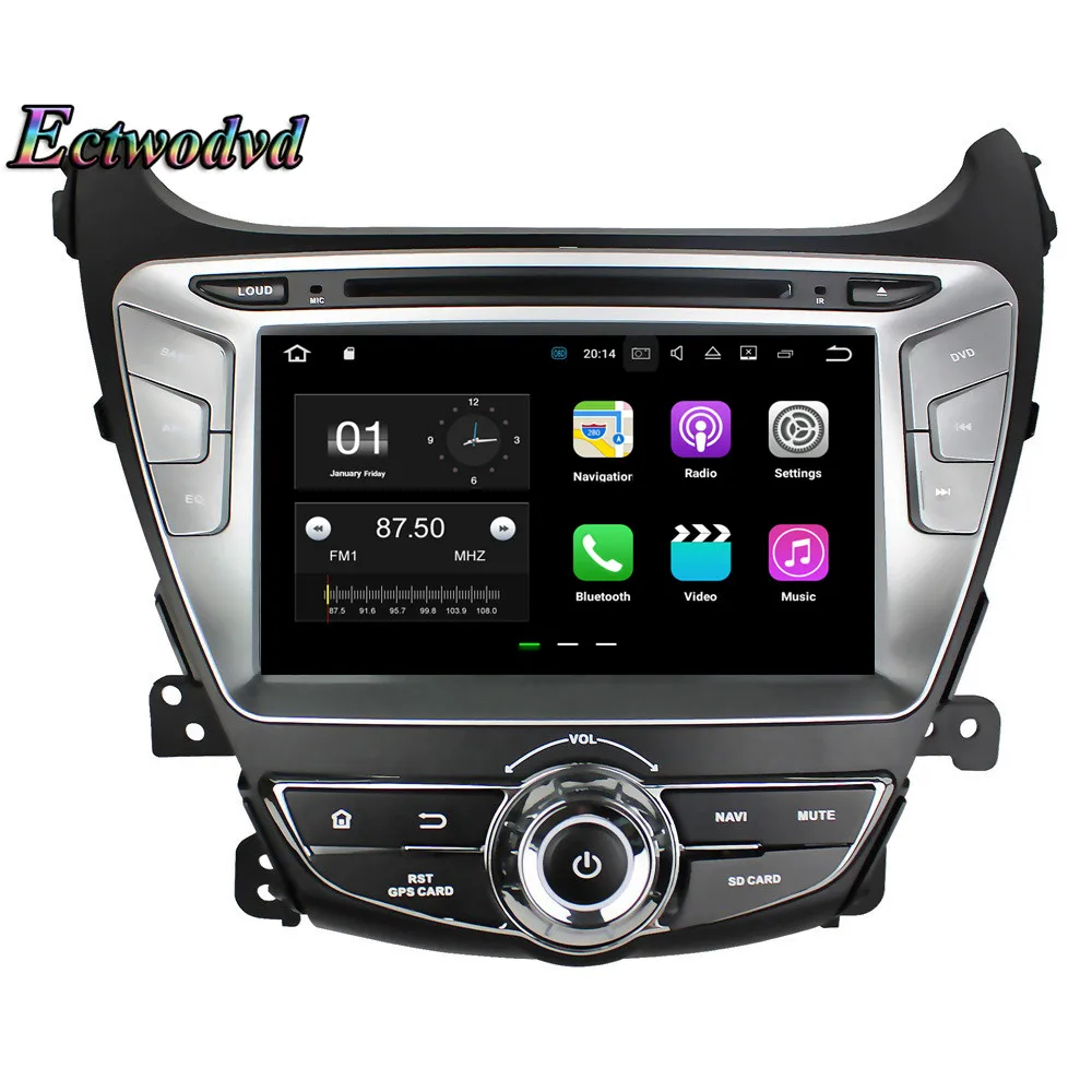 Sale Ectwodvd Octa Core 4G RAM 64G ROM Android 9.0 Car Multimedia DVD Player GPS HeadUnit For Hyundai Elantra 2014 2015- 14