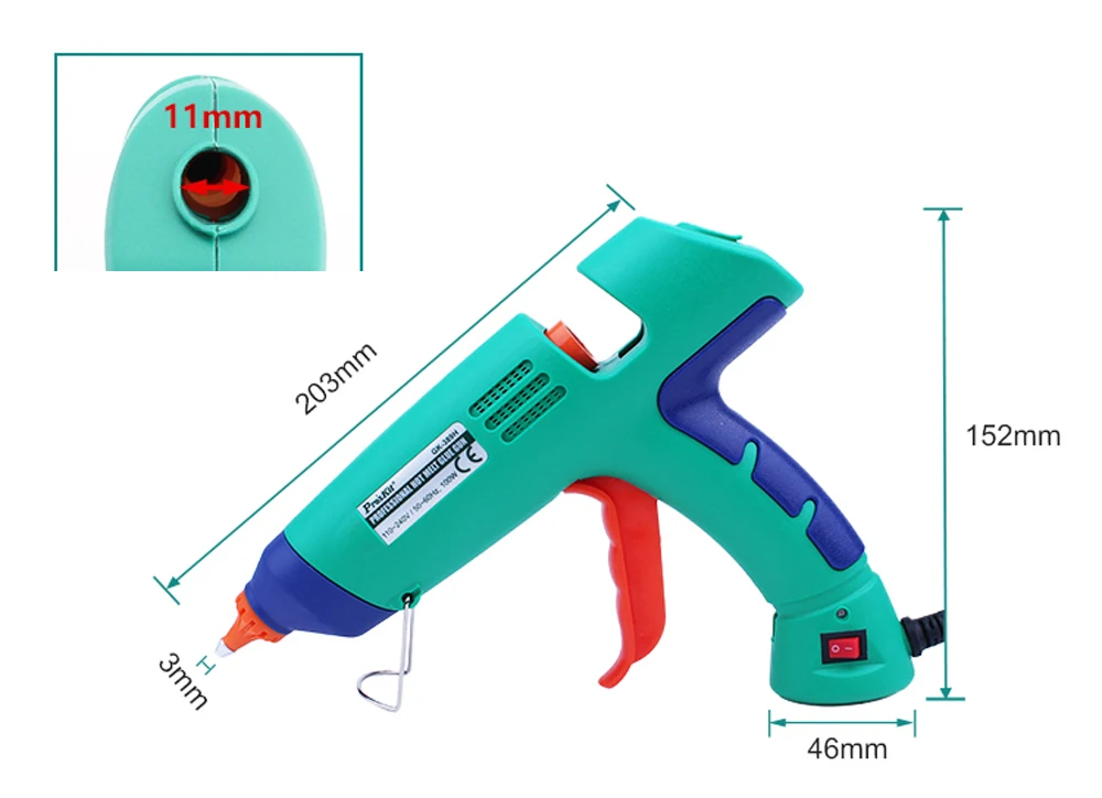 Pro'sKit GK-389H высокой мощности 100 Вт постоянная температура термоплавкие Клеевые пистолеты Мгновенное нагревание долгий срок службы
